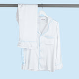 WHITE & BLUE satin pyjamas - ADULT