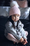Pink bobble hat (white Pom Pom) - CHILD