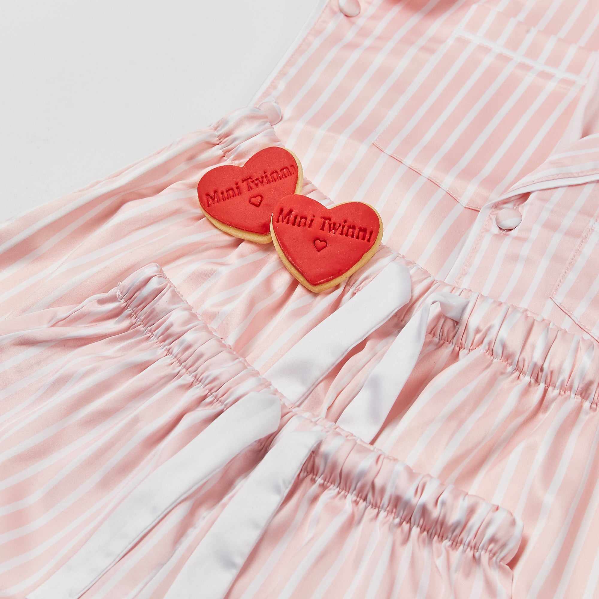 BABY PINK & WHITE stripe satin pyjamas - ADULT