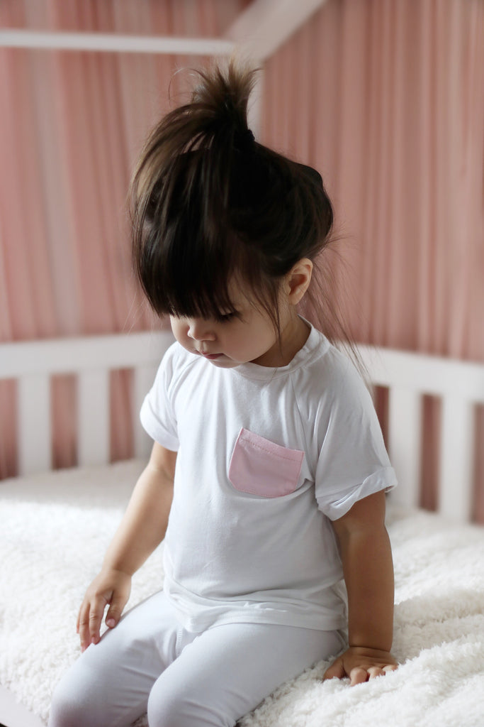 White T-shirt pink pocket - CHILD