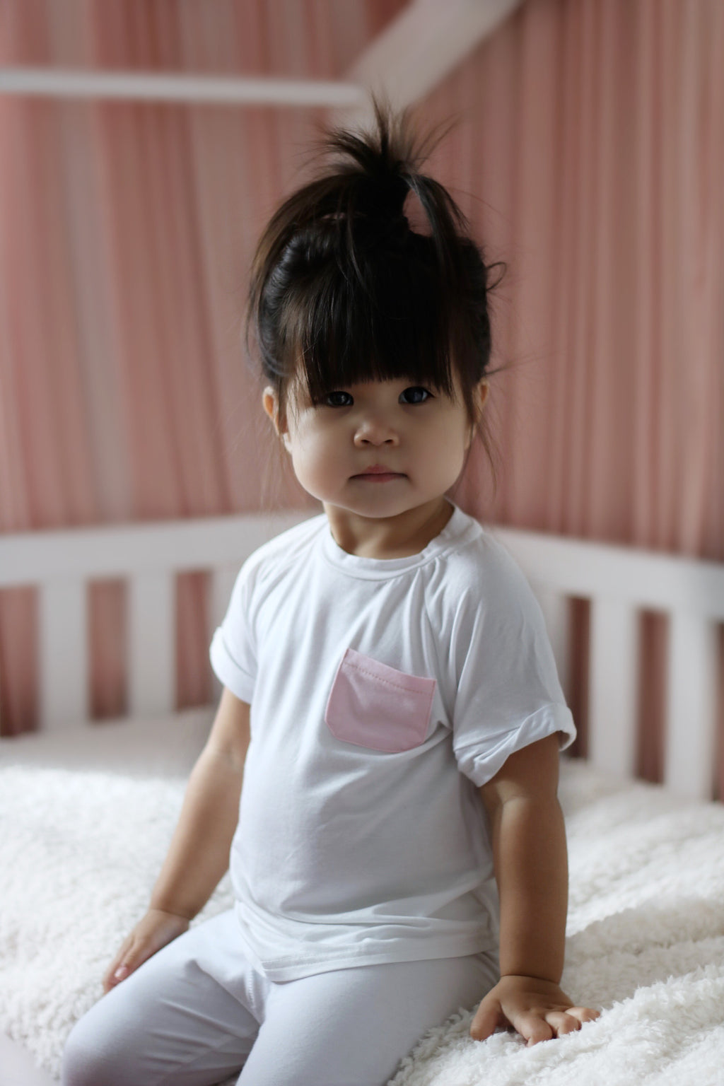 White T-shirt pink pocket - CHILD