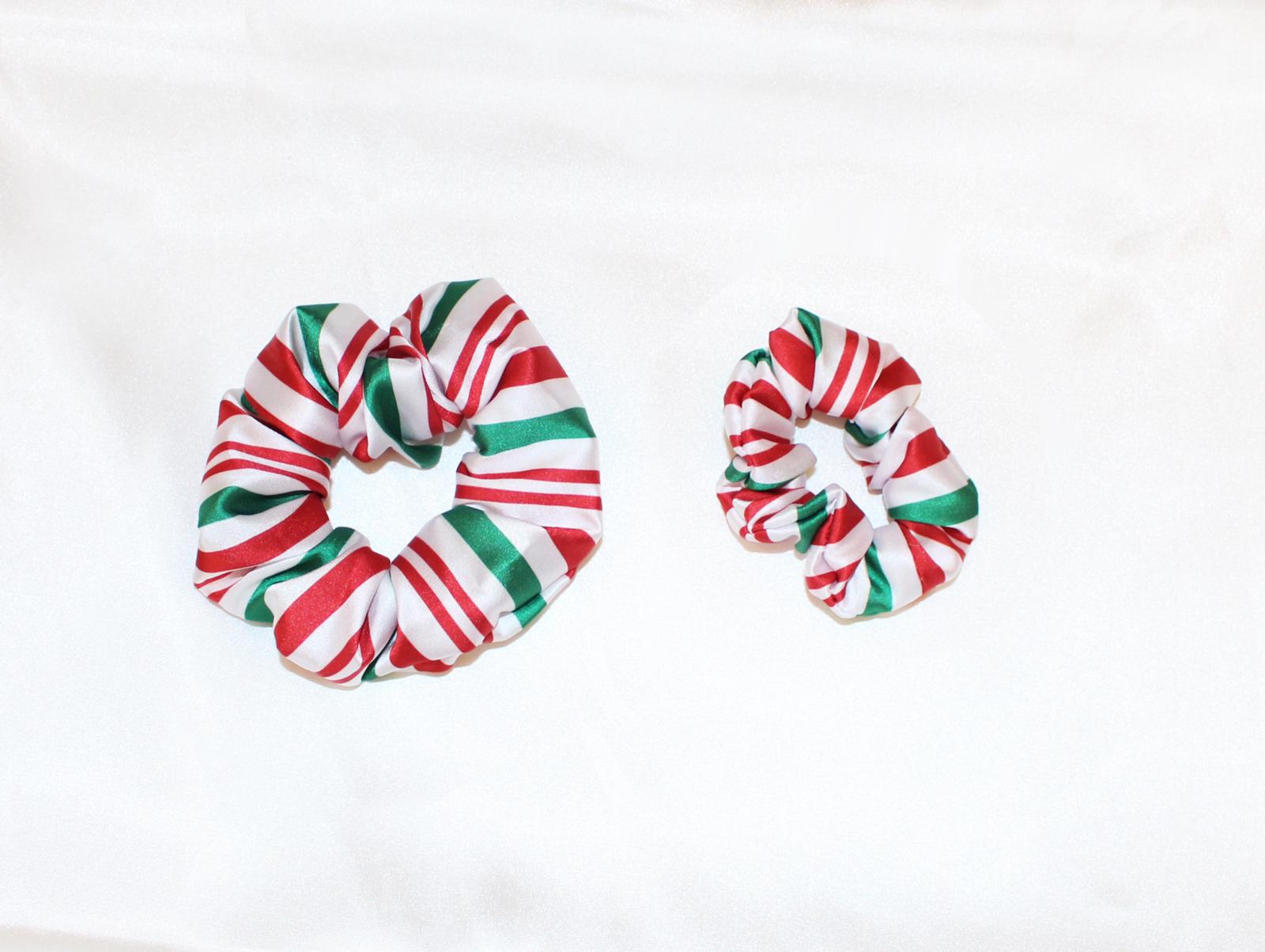 CANDY CANE satin scrunchies - CHILD & ADULT