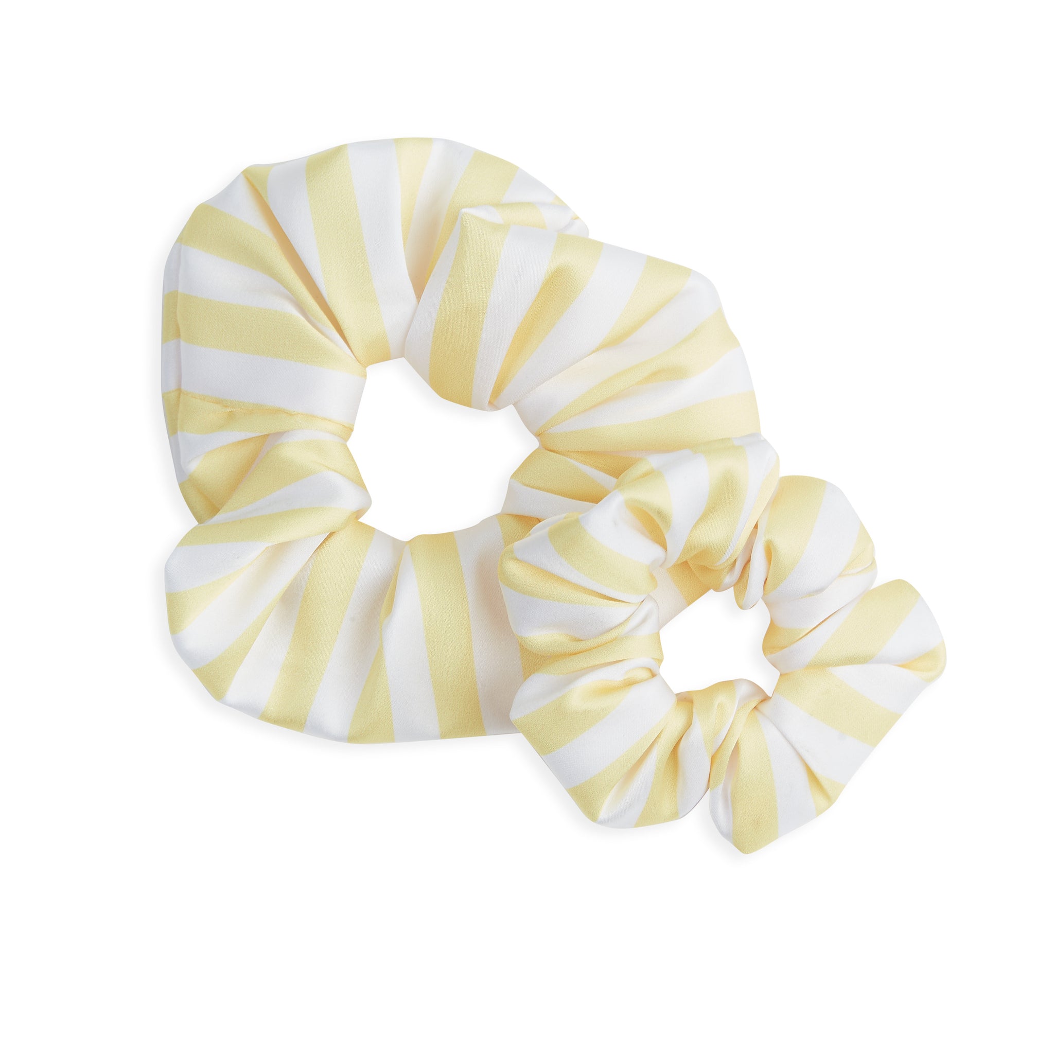 YELLOW & WHITE stripe satin scrunchies - CHILD & ADULT