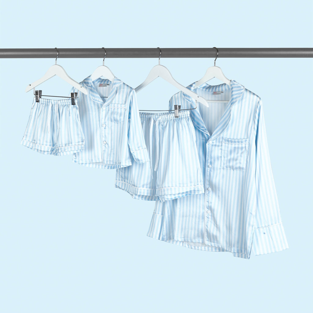 Blue satin striped pyjamas - ADULT